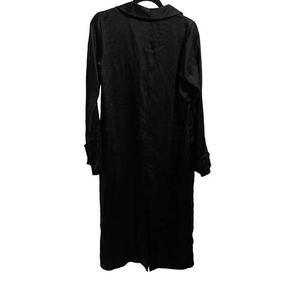 Sablyn Silk Long Sleeve Button Front Trench Coat Black Size M - Picture 9 of 9